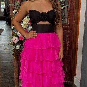 Black and Magenta Prom Dress
